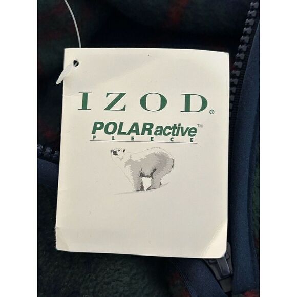 Izod 1/4 Zip Fleece Jacket Size Medium Navy Plaid NWT - Picture 5 of 6